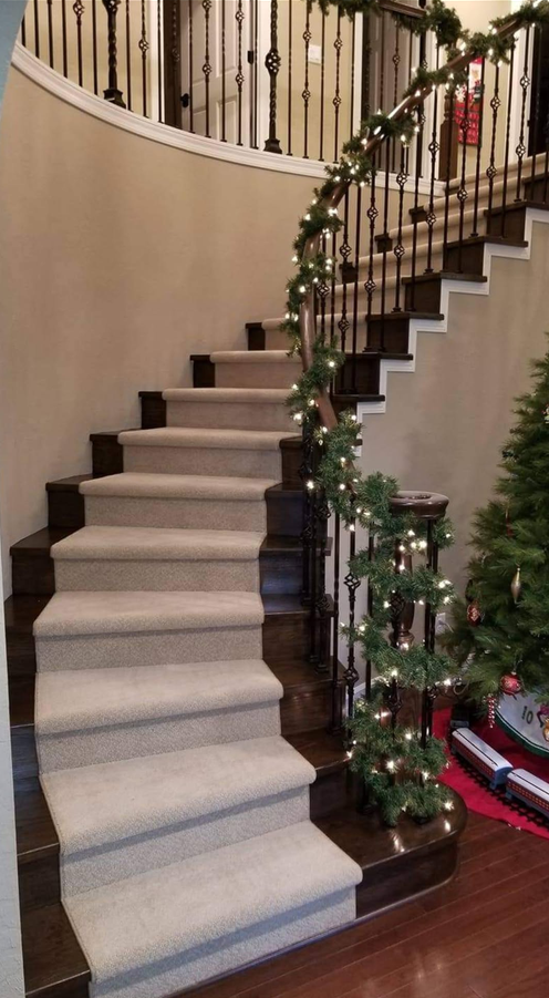 Finished stair carpet installation by Roberts Carpets
